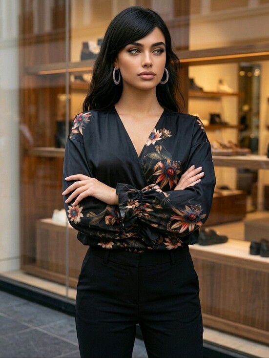 All Saints Tops - Allsaints Size 10UK 6US Penny Style Floral Blouse Black